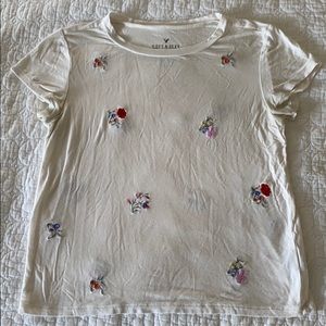 American Eagle Floral Embroidered T-Shirt
